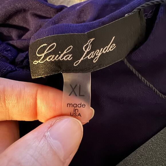 Laila Jayde Long Sleeve Keyhole Top Purple Ink NWT Size XL - Picture 7 of 8